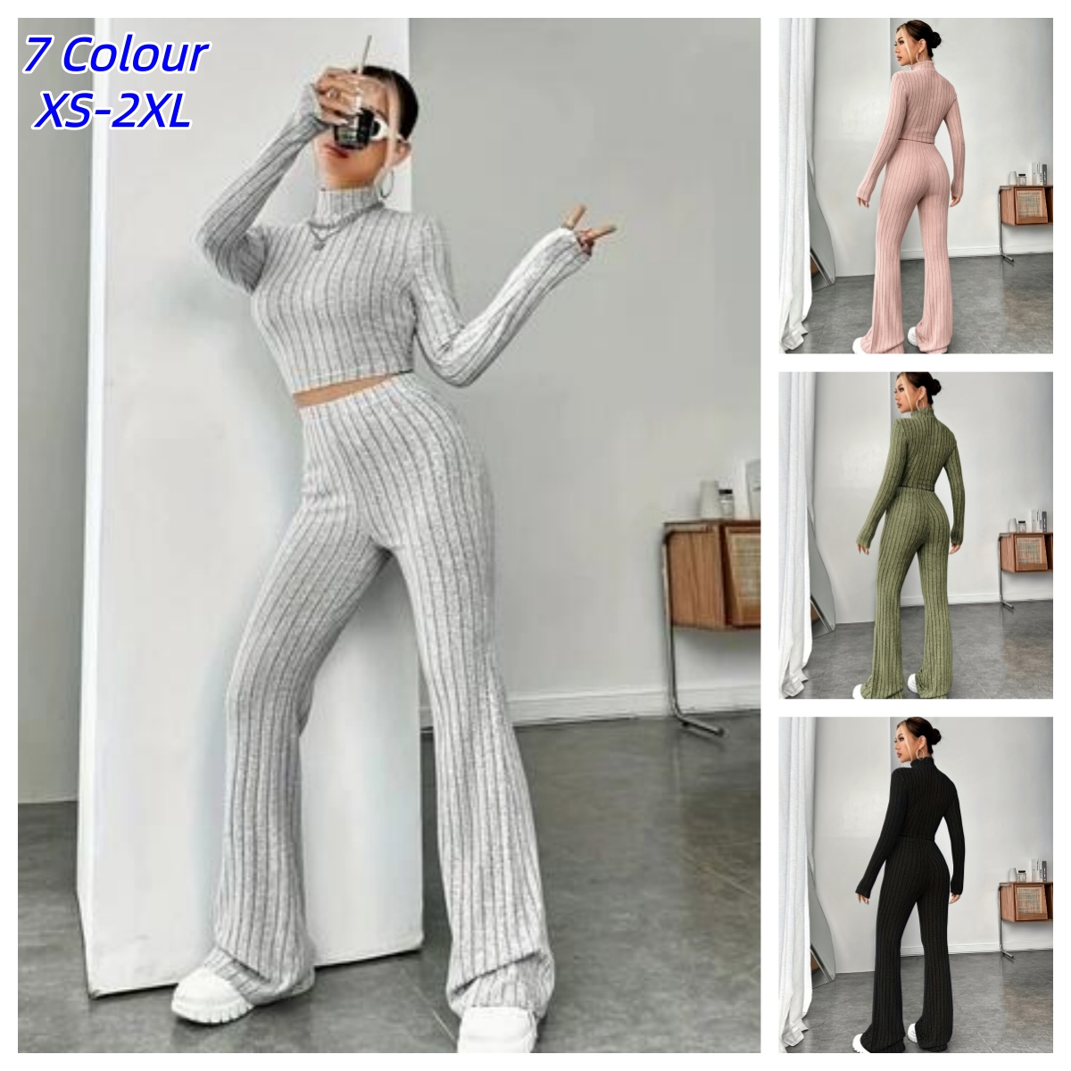 女性のマッチングニット 2 ピース ボディコン スーツ女性ト - Crop Top Crochet のレビューと価格