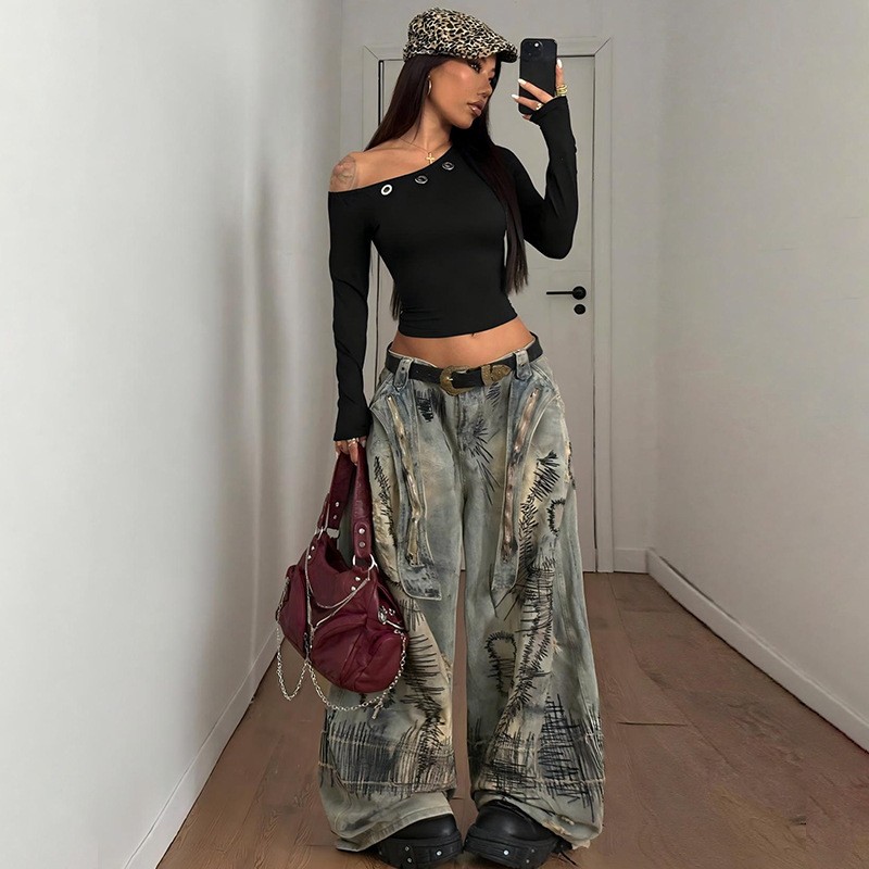 レディース オフショルダー 長袖 クロップトップ 無地 スリ - Blouse Off Shoulder のレビューと価格