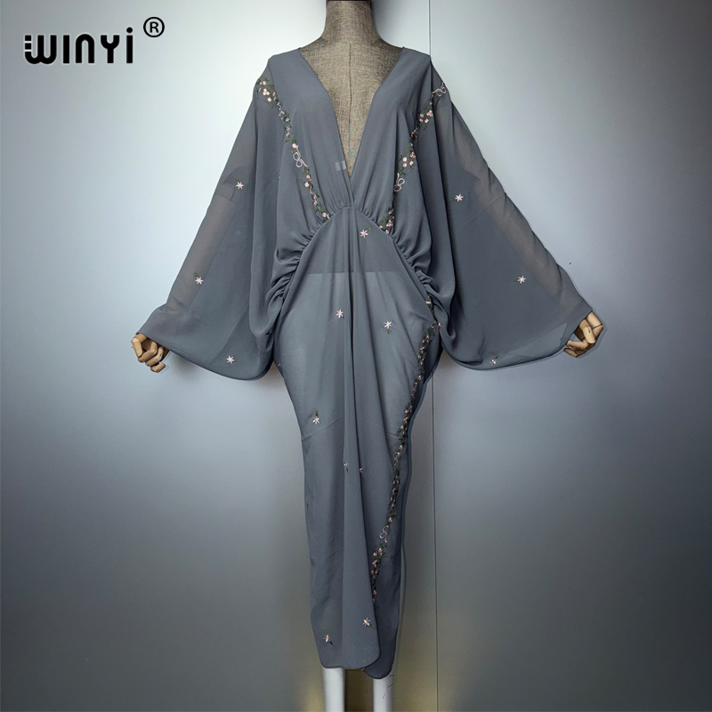 WINYI Vネック レディース カフタンワンピース アラビ - Cover Up Kaftan のレビューと価格