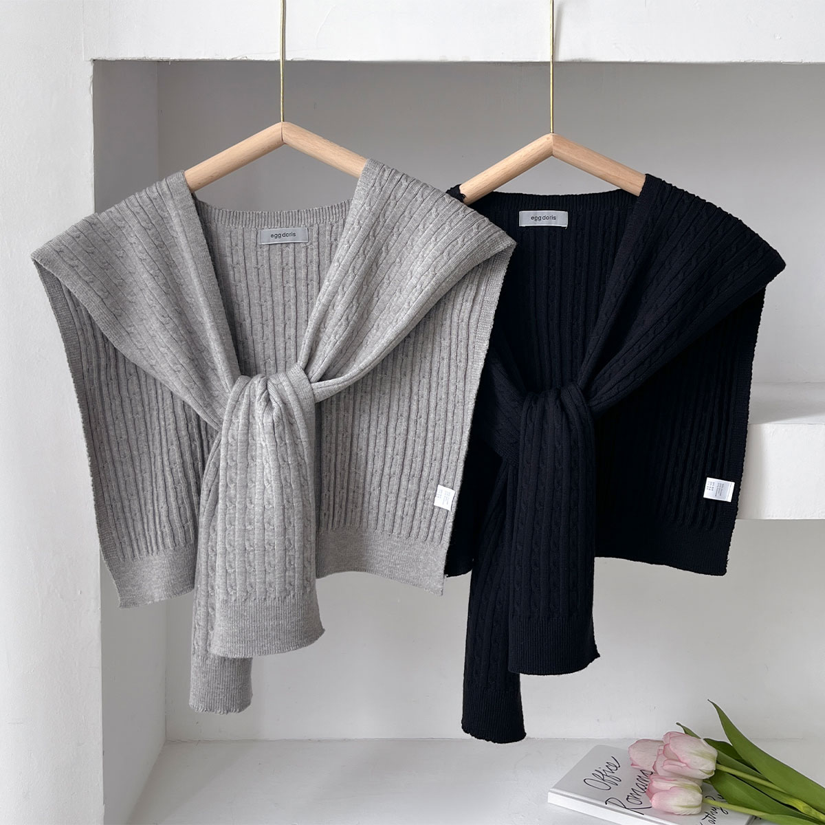 新しい韓国秋ニットショール女性ブラウス肩偽襟ケープ学生スカー - Blouse Off Shoulder のレビューと価格