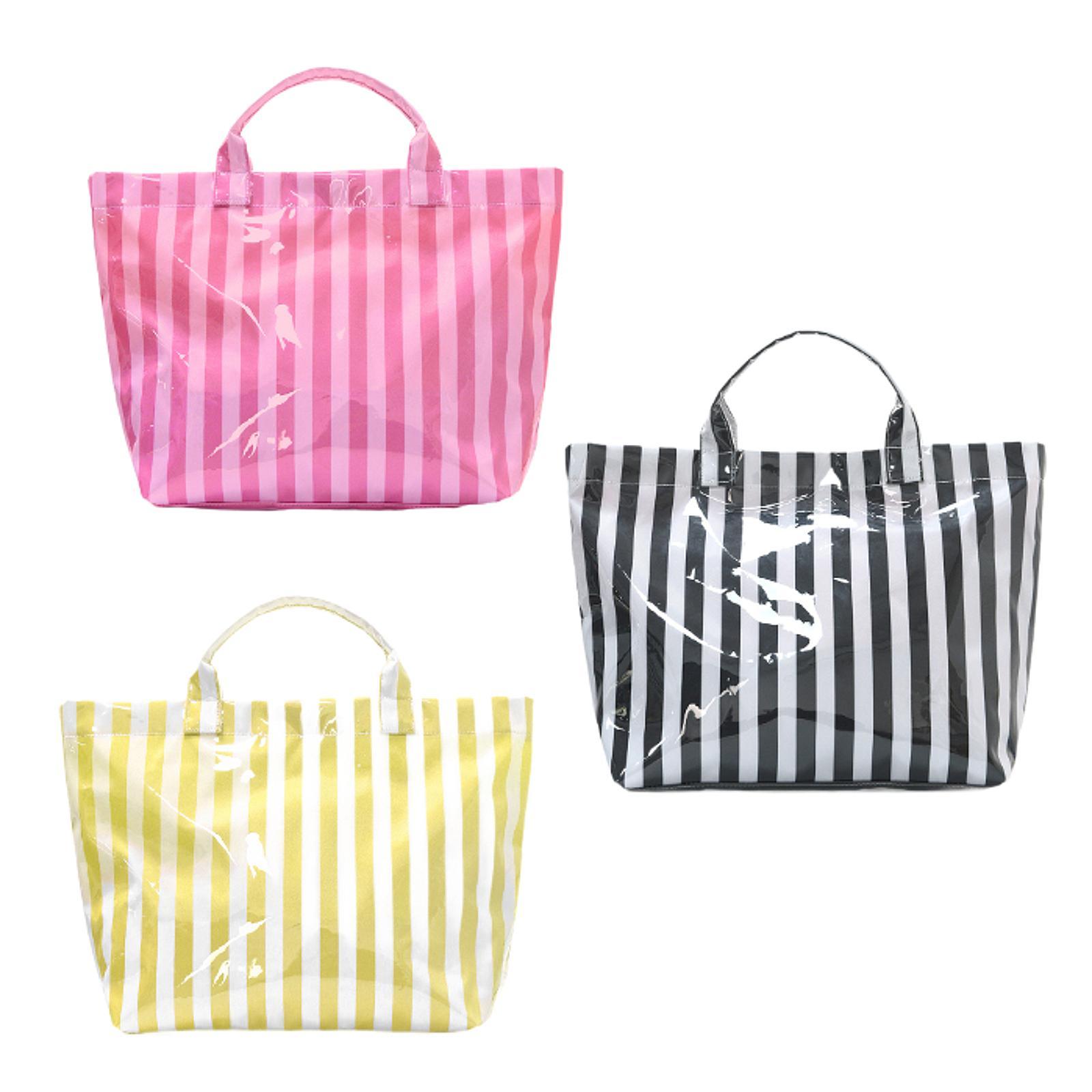 女性用、大容量のストライプ柄防水トートバッグ。カジュアルな週 - Tote Bag Beach のレビューと価格